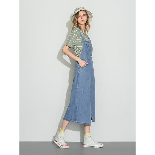 Lee商场同款22春夏新品中浅蓝色女牛仔背带裙潮LWB0024405PN-191 商品图4