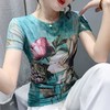 KQL A55N9962时尚纱网印花定位花修身显瘦洋气T恤 商品缩略图0