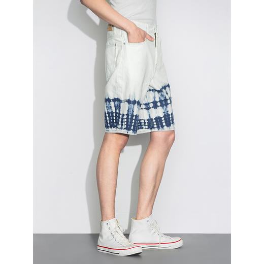 Lee商场同款22春夏新品白色扎染蓝色男牛仔短裤LMB1009033HH-483 商品图3