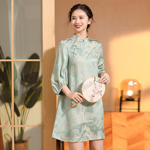 AYK-QF-220506青蓝真丝缎 商品图2