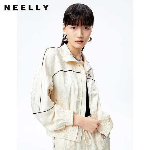 NEELLY纳俪商场同款撞色线条短款外套女宽松上衣2022秋季新款休闲N22072C01029 商品图2