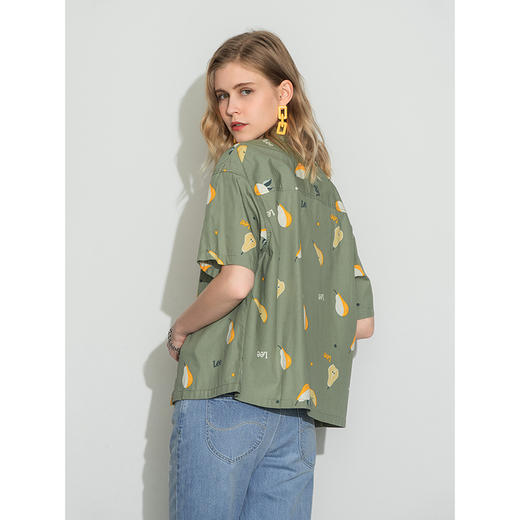 Lee商场同款22春夏新品舒适版浅绿色女短袖衬衫LWT002415101-152 商品图1