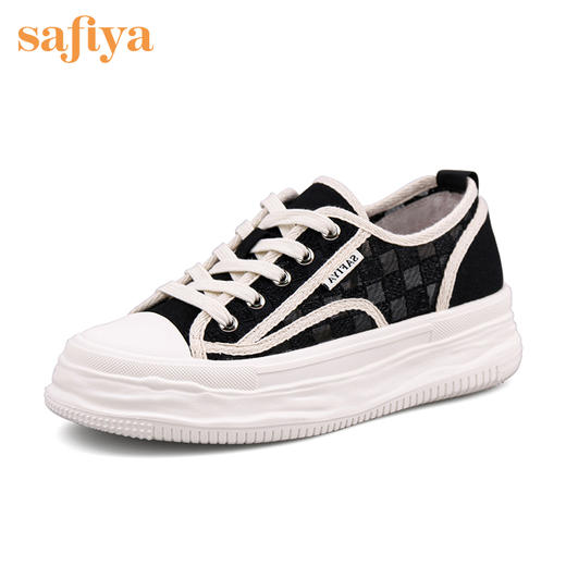品牌定制| 索菲娅棋盘格网面云感轻盈底小白鞋2022秋新款溶解厚底休闲鞋SF23112416 商品图2