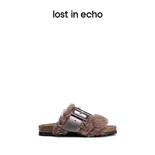 [断码]lost in echo 设计师品牌扣带装饰毛毛厚底拖鞋外穿一脚蹬拖鞋女沙发拖 商品图1
