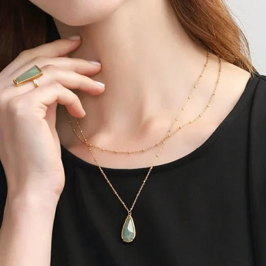 天然翡翠水滴双链 Tracey Chen 商品图1