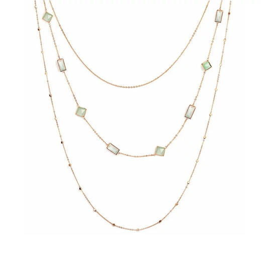 天然翡翠长方形三长项链 Tracey Chen 商品图0