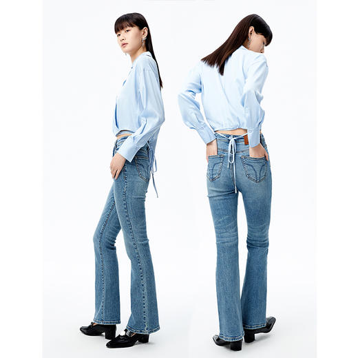 NEELLY纳俪商场同款翻领衬衫女秋季新款短款简约套头衫后系带设计N22072R01025 商品图4