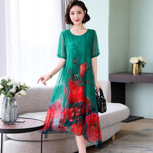 气质印花，夏季时简约个性拼色3D效果宽松印花连衣裙HR- YYG82490 商品图1