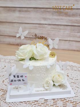 1027CAKE | 白玫瑰蝴蝶主题蛋糕 女神 仙女