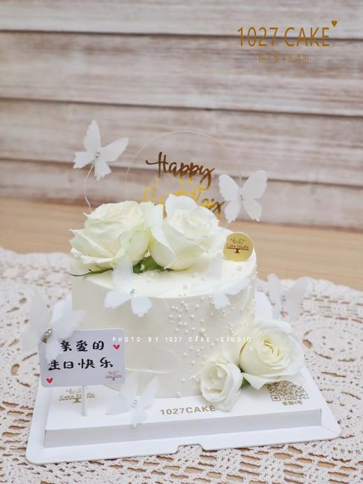 1027CAKE | 白玫瑰蝴蝶主题蛋糕 女神 仙女 商品图0