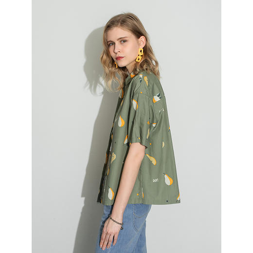 Lee商场同款22春夏新品舒适版浅绿色女短袖衬衫LWT002415101-152 商品图3