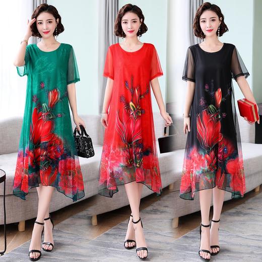 气质印花，夏季时简约个性拼色3D效果宽松印花连衣裙HR- YYG82490 商品图0