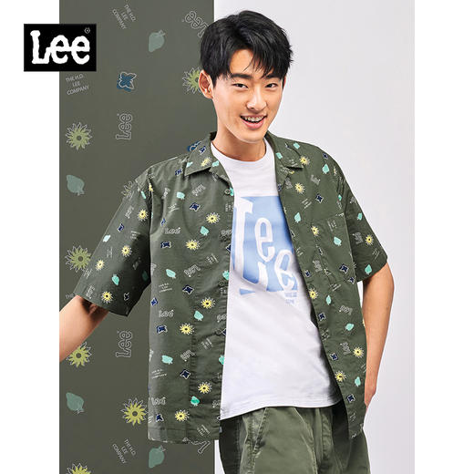 Lee商场同款22春夏新品舒适满身印花多色男短袖衬衫LMT001627100 商品图0