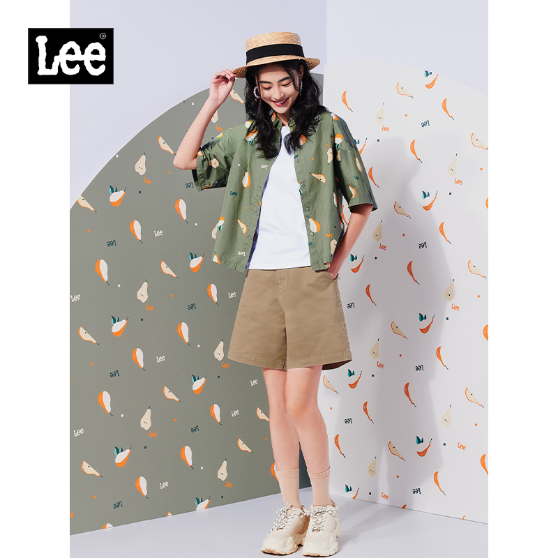 Lee商场同款百慕大短裤女款及膝喇叭短裤LWB0024375ED00F66J000