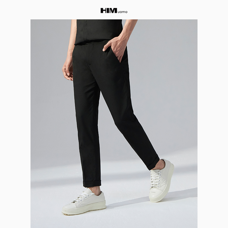 HIM漢崇  时尚男士西裤舒适透气日常通勤商务修身九分裤 2026春季