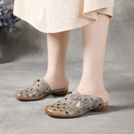 复古舒适，新款真皮民族风包头牛筋底镂空凉拖鞋BC-022-F056 商品图2