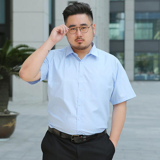 寒冰紫雨 Xs 8xl 免烫加肥加大码男装90 300斤可穿白衬衫男半袖夏季潮男士衬衣短袖上衣服男生寸衫修身小衫