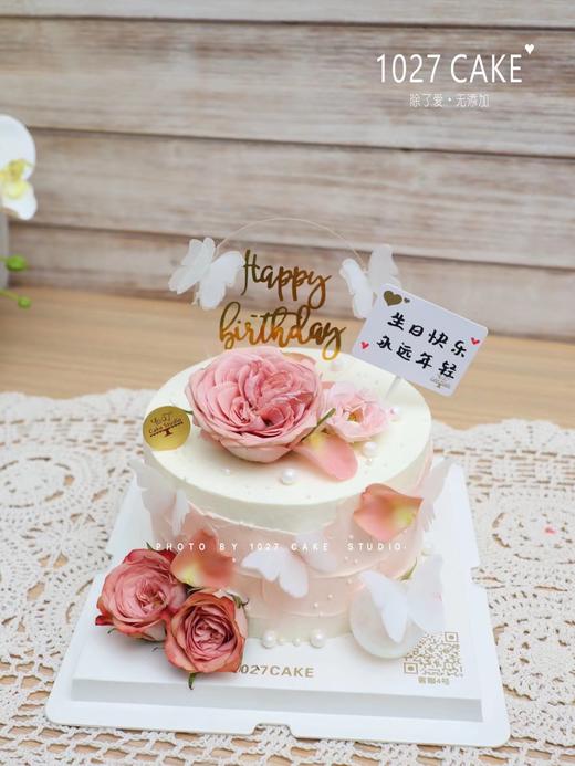 1027CAKE | 鲜花主题蛋糕 卡布奇诺玫瑰 蝴蝶 商品图0