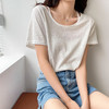 【时尚百搭，清凉透气】雪花棉麻T恤，夏季2022年新款设计感 小众薄款白色短袖t恤女宽松 商品缩略图3