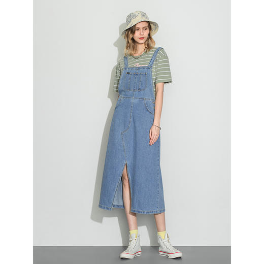 Lee商场同款22春夏新品中浅蓝色女牛仔背带裙潮LWB0024405PN-191 商品图2