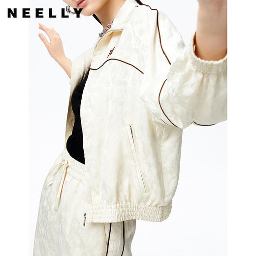 NEELLY纳俪商场同款撞色线条短款外套女宽松上衣2022秋季新款休闲N22072C01029 商品图3