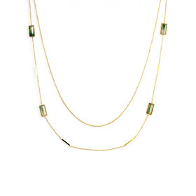 天然翡翠长方形双长项链 Tracey Chen