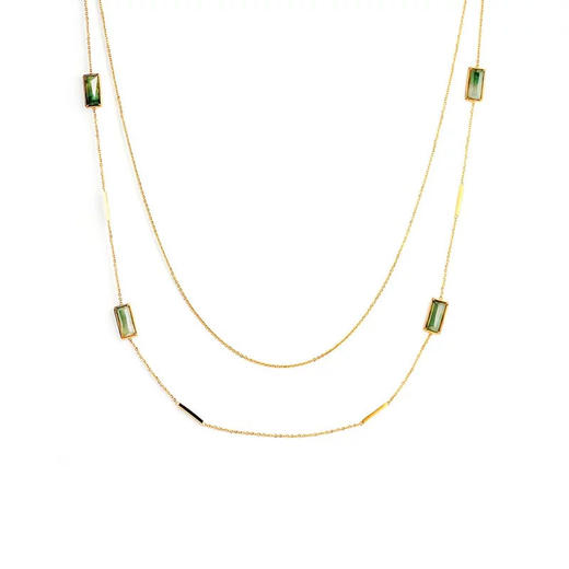 天然翡翠长方形双长项链 Tracey Chen 商品图0