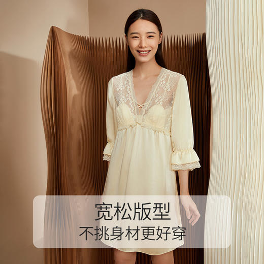 金三塔100%桑蚕丝舒适免穿文胸女士真丝bra-in带罩杯睡裙家居服  YSFCC303 商品图4