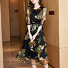 大码10姆米真丝数码印花顺纡缎连衣裙,2022夏季新款桑蚕丝中长裙SM-82298363 商品缩略图0