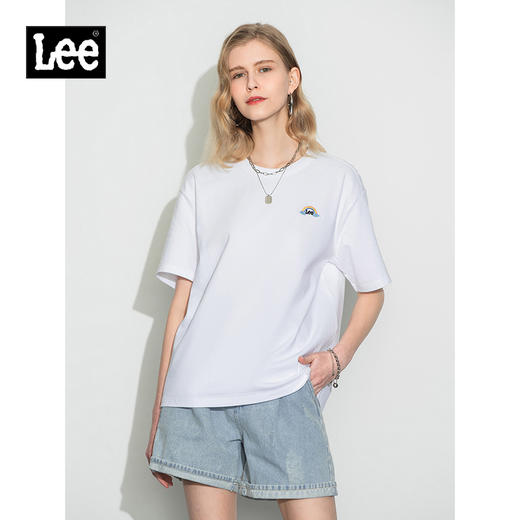 Lee商场同款22春夏新品舒适男友版多色女圆领短袖T恤LWT0024264DR 商品图0