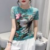 KQL A55N9962时尚纱网印花定位花修身显瘦洋气T恤 商品缩略图2