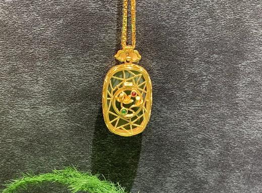 【御珠宫坊】金镶碧玉无事牌吊坠 商品图1