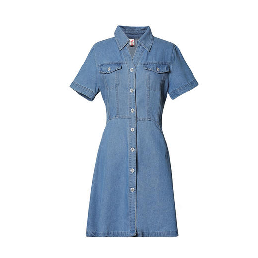 牛仔裙V字领连衣裙收腰显瘦时尚甜美喇叭裙 ZMLM1920 商品图4