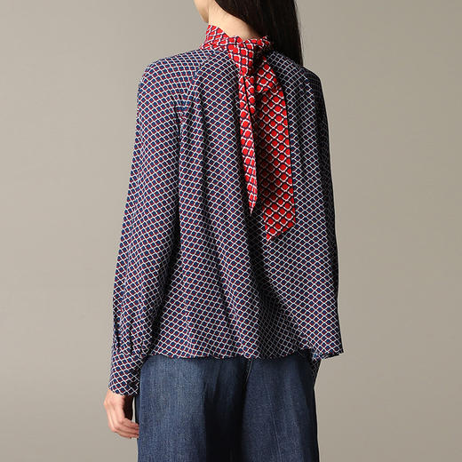 KENZO 高田贤三 女士系带图案印花围巾领长袖衬衫 混色 FA52 TO170 51F 73 商品图2