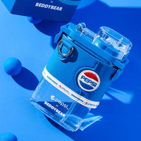 【官方防伪】杯具熊&百事联名夏季吸管杯Tritan材质网红方形水杯男女便携学生