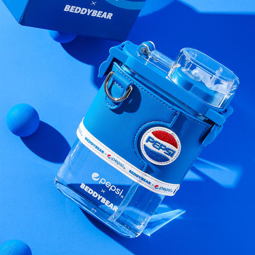 【官方防伪】杯具熊&百事联名夏季吸管杯Tritan材质网红方形水杯男女便携学生 商品图0