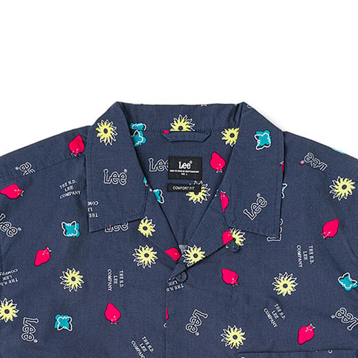 Lee商场同款22春夏新品舒适满身印花多色男短袖衬衫LMT001627100 商品图3