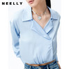 NEELLY纳俪商场同款翻领衬衫女秋季新款短款简约套头衫后系带设计N22072R01025 商品缩略图3
