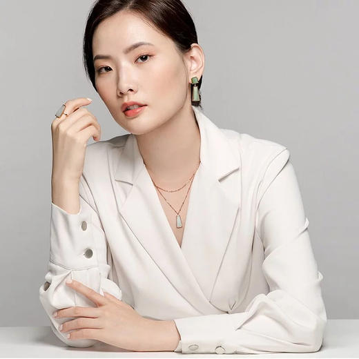 天然翡翠梯形双链 台湾设计师品牌Tracey Chen 商品图2
