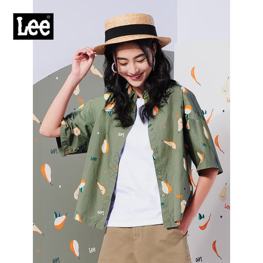 Lee商场同款22春夏新品舒适版浅绿色女短袖衬衫LWT002415101-152 商品图0