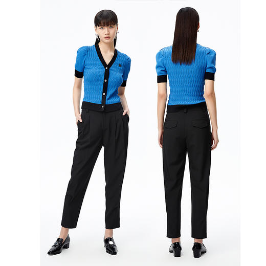 NEELLY纳俪商场同款高腰立体打褶西装裤显瘦束脚哈伦裤百搭休闲裤N22072H01036 商品图4