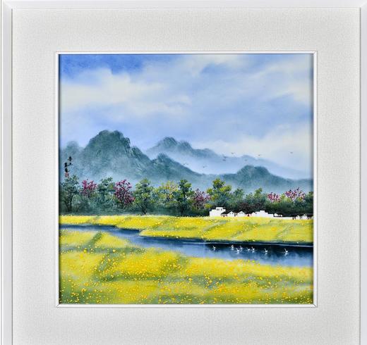 釉上彩阳春三月变地金瓷板画 商品图0