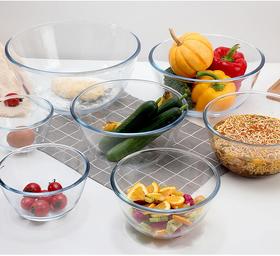 圆形玻璃烤碗打蛋盆 分料碗沙拉碗调馅料 玻璃碗 多规格