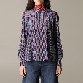 KENZO 高田贤三 女士系带图案印花围巾领长袖衬衫 混色 FA52 TO170 51F 73