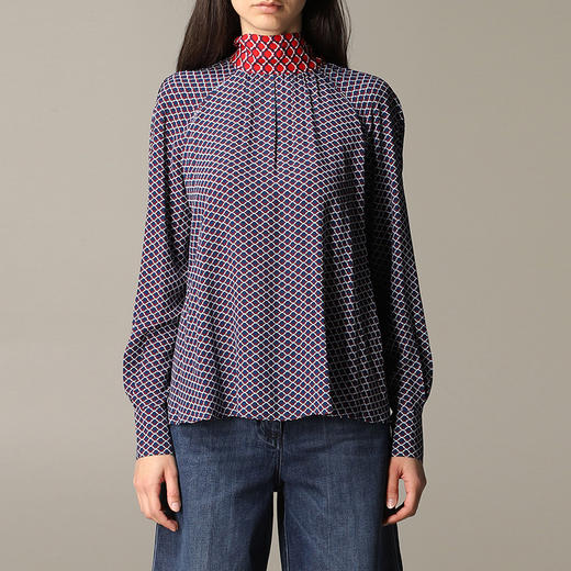 KENZO 高田贤三 女士系带图案印花围巾领长袖衬衫 混色 FA52 TO170 51F 73 商品图0