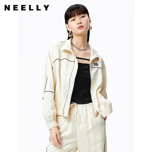 NEELLY纳俪商场同款撞色线条短款外套女宽松上衣2022秋季新款休闲N22072C01029 商品图1