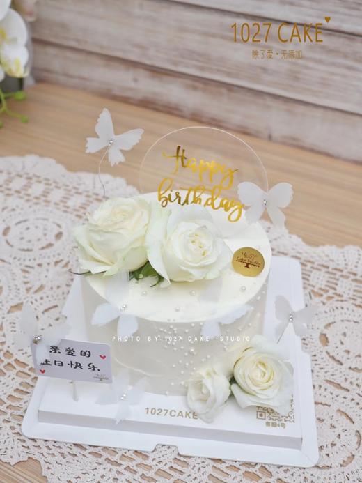 1027CAKE | 白玫瑰蝴蝶主题蛋糕 女神 仙女 商品图1