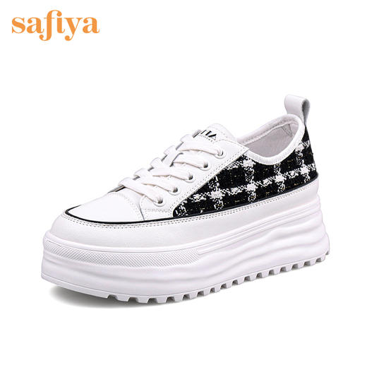 品牌定制| 索菲娅小香风花呢超轻松糕底休闲鞋2022秋新款四季小白鞋SF23112414 商品图1