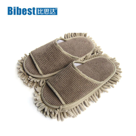 比思达 雪尼尔擦地鞋懒人静音擦地拖鞋全粘式可拆洗露趾款 藕色 商品图1