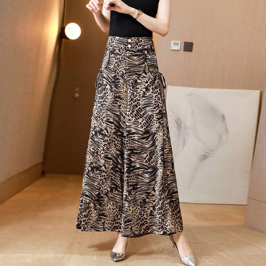 DP1035香云纱大码豹纹真丝腿裤女夏季2022新款宽松高腰时尚休闲长裤子 商品图1